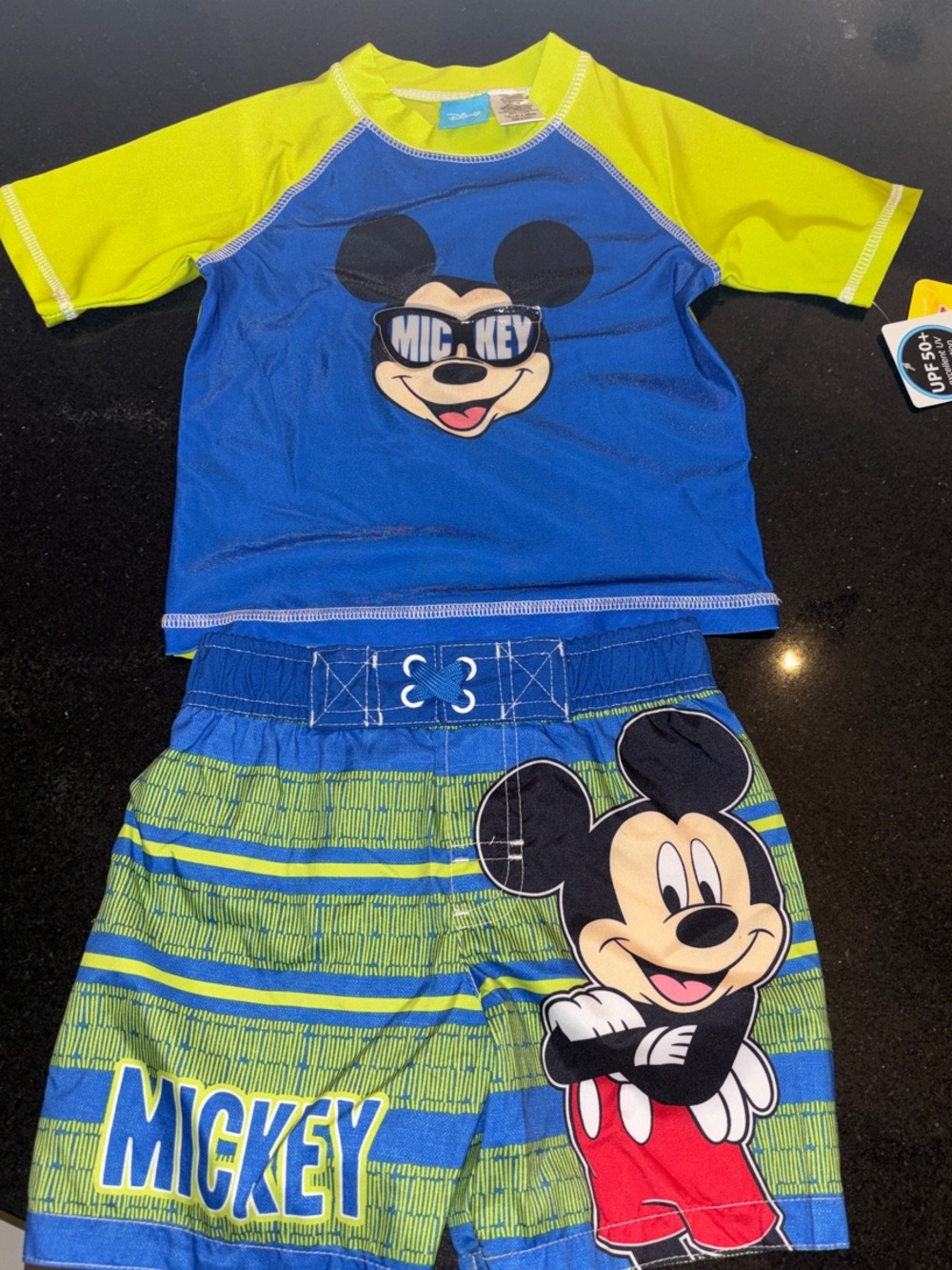 NWT Disney Boys' Mickey Swim Set in Blue & Lime